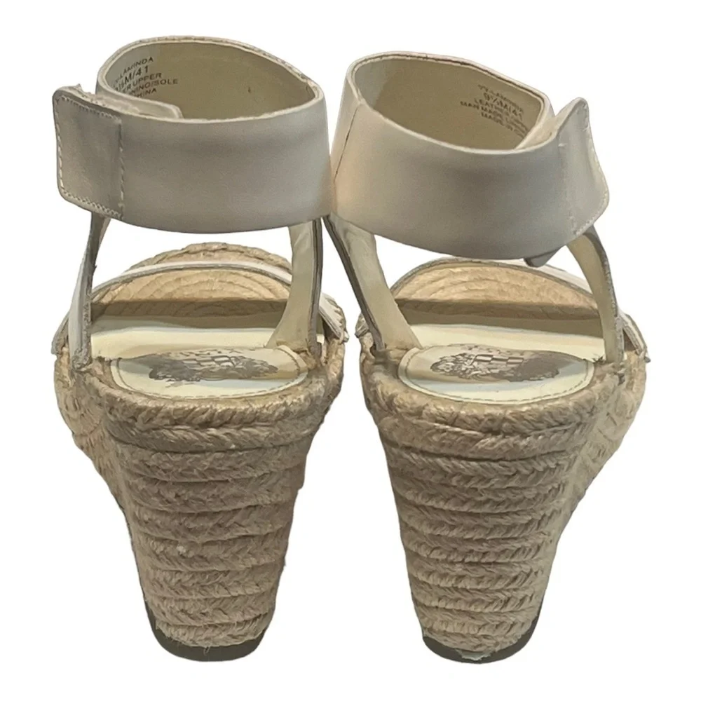 Vince Camuto Laminda Ivory Leather Espadrille Wedge Sandal 9.5